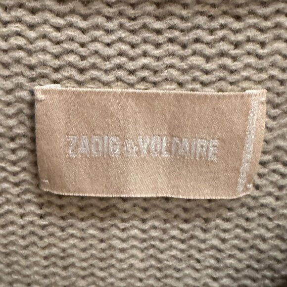 NWOT ZADIG & VOLTAIRE "I SHOULD HAVE BEEN A COWBOY" BEIGE WOOL SWEATER MEDIUM - Picture 6 of 8